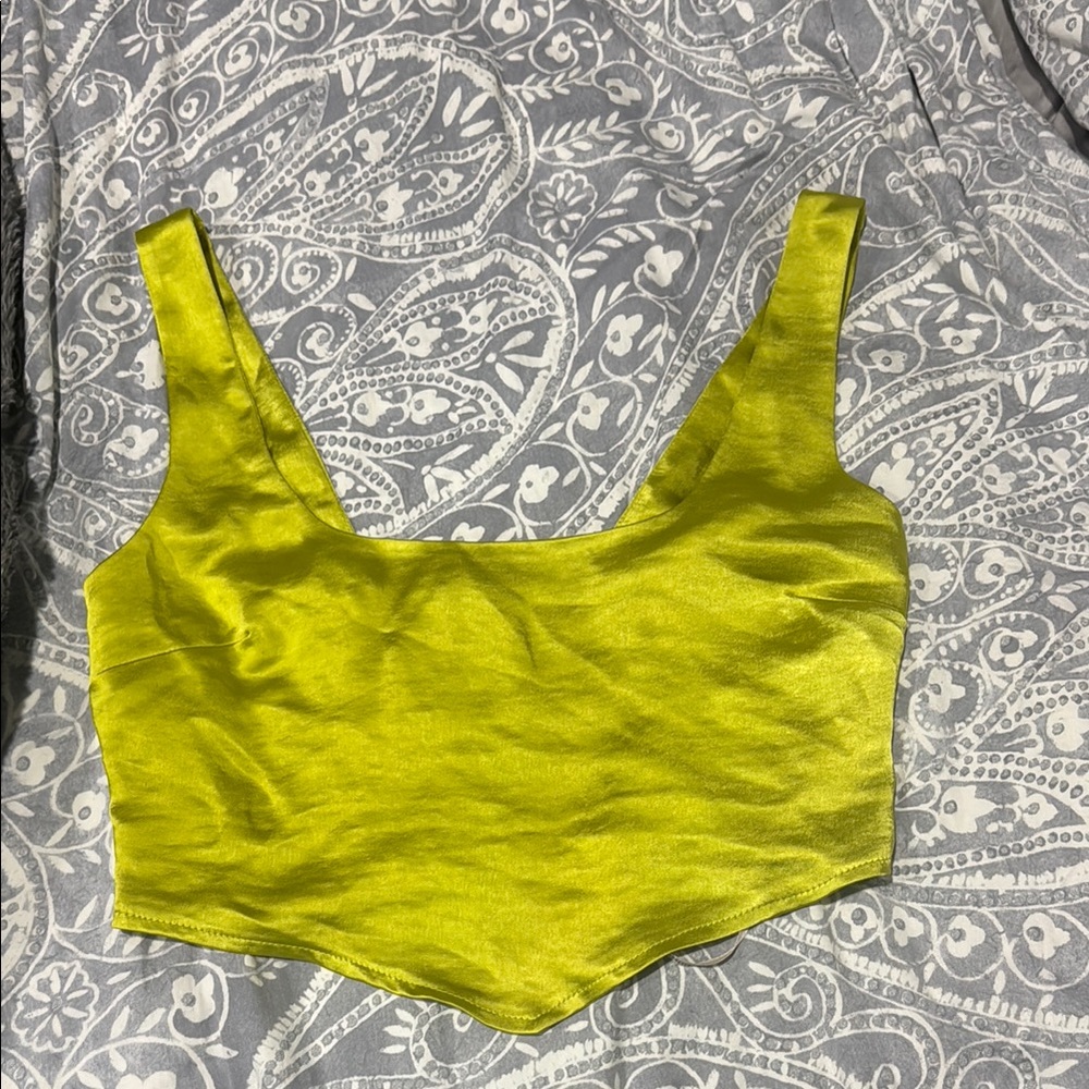 Forever 21 Yellow Asymmetrical Fitted Tank Top